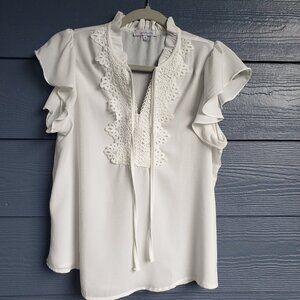 Blashe white blouse ruffle sleeves